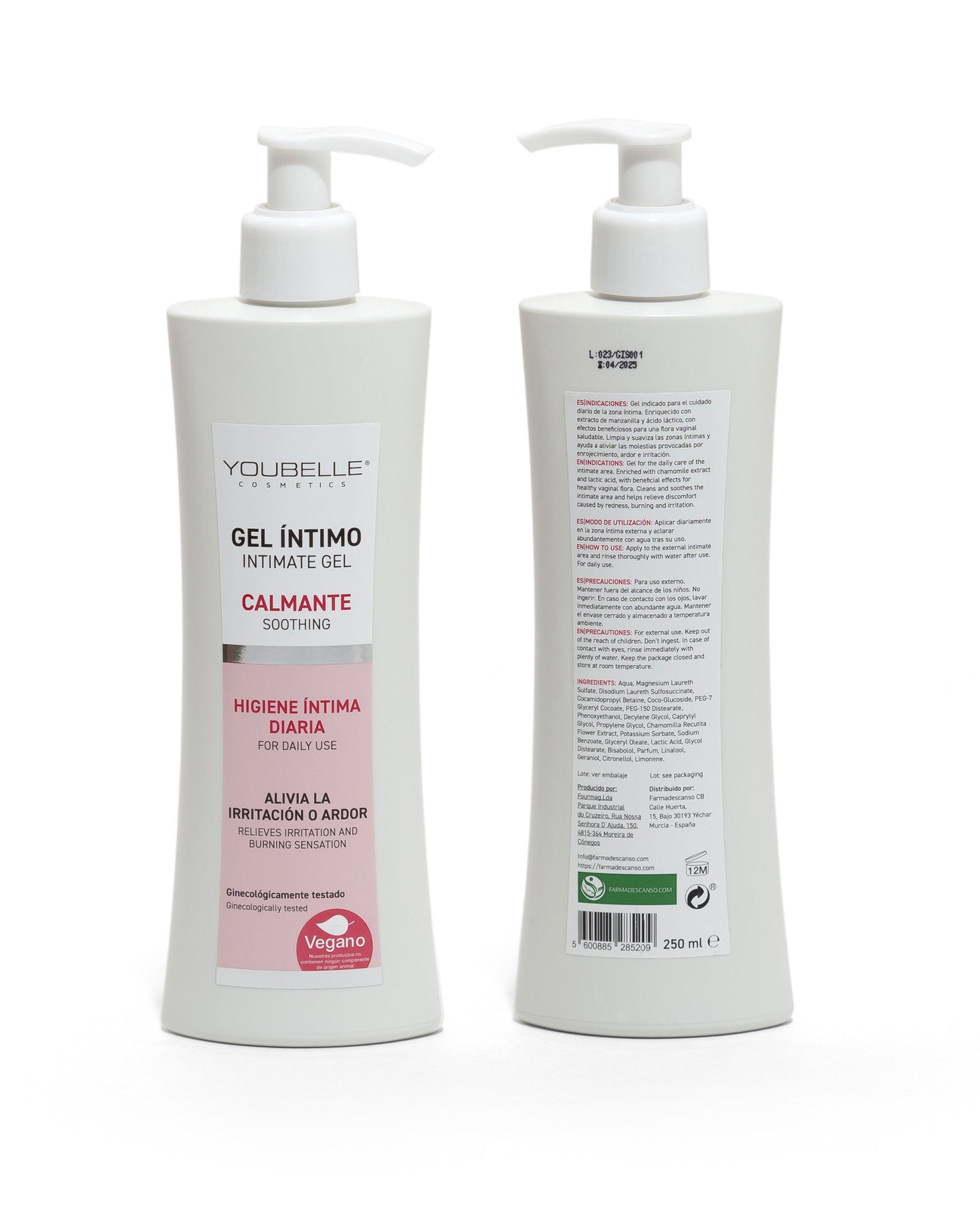 YOUBELLE FARMADESCANSO Gel Íntimo Calmante Youbelle 250ml  | No Graso | Fácil Absorción | Alivio | Protege E Hidrata Piel Seca y Muy Seca