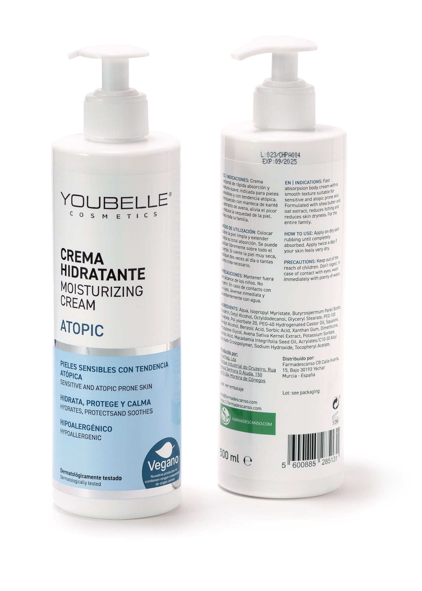 YOUBELLE FARMADESCANSO Crema Hidratante Atópica | Hidratación Intensa | Para Todas Las Edades | Protege E Hidrata Pieles Atópicas