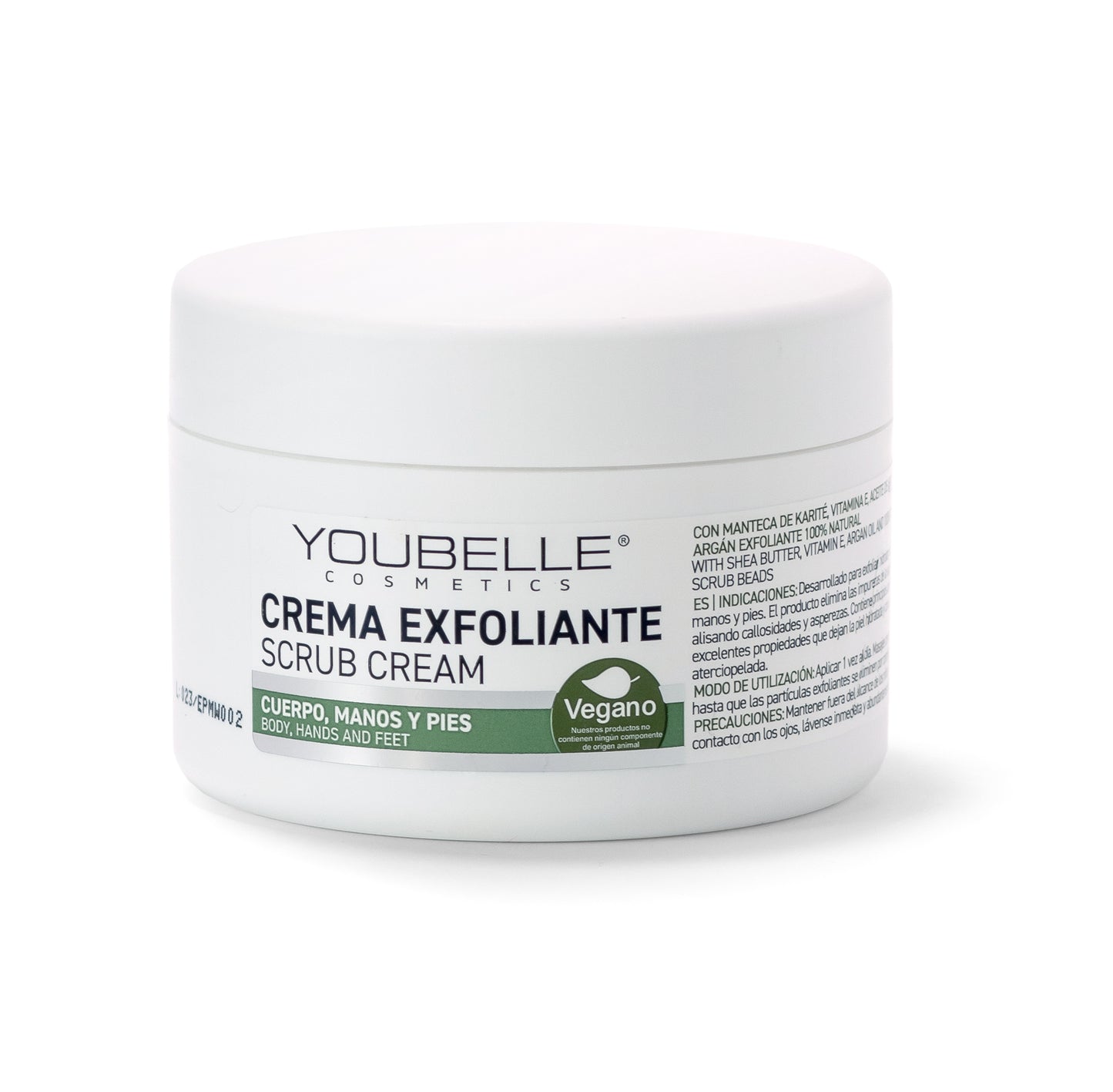 YOUBELLE FARMADESCANSO Crema Exfoliante |  Cuerpo, Manos y Pies | Ingredientes Naturales | Manteca Karité y Argán