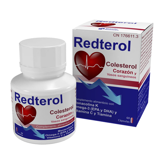 Redterol | Especialmente formulado para ayudarte a mantener los niveles normales de colesterol a la vez que contribuye a un funcionamiento normal del corazón y de los vasos sanguíneos. Bluecube.